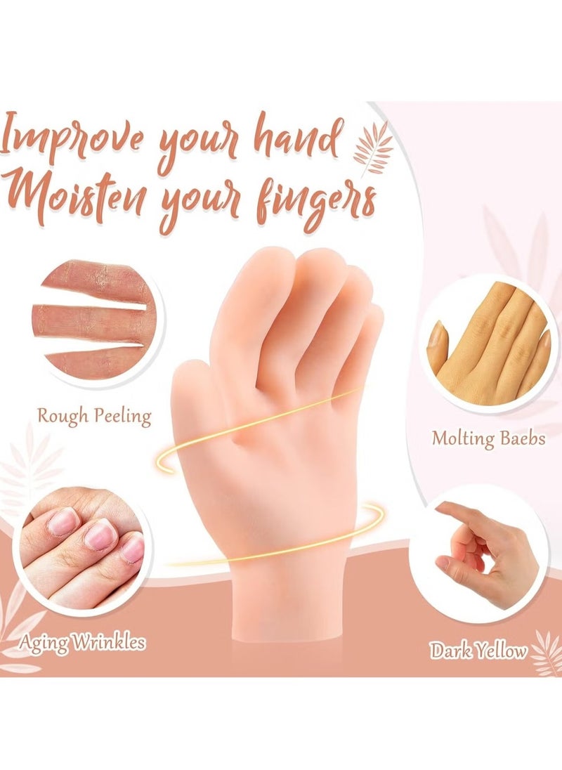 Bukela 2 Pairs Silicone Moisturizing Gloves Spa Gel Hydrating Gloves Women's Hand Care Gloves, Anti Slip Aloe Lotion Gloves for Repairing Dry Hands, Calluses, Cracked Heels and Softening Rough Skin  - Image 2