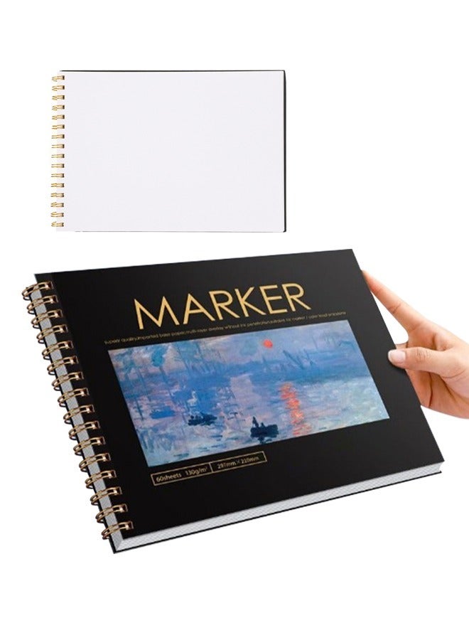 A4 Sunrise Sketchbook, Double Coil Binding Sketch Pad With High Quality Acid-Free Paper, Durable and Non-Fading, Suitable for Students, Painters, Designers, Travel Sketchers - Image 1