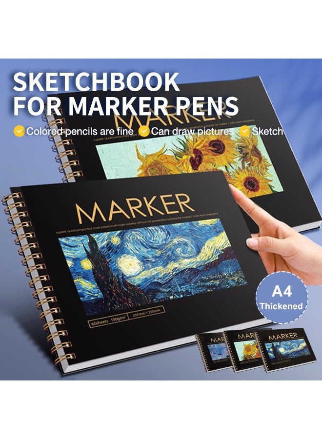 A4 Sunrise Sketchbook, Double Coil Binding Sketch Pad With High Quality Acid-Free Paper, Durable and Non-Fading, Suitable for Students, Painters, Designers, Travel Sketchers - Image 2