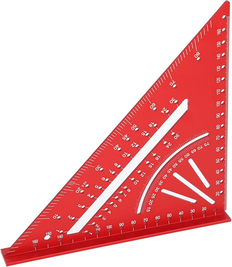 Red Aluminum Ruler Clear Accurate Scales 30 45 60 90 Degree Right Angle Tool For Woodworking - Image 1