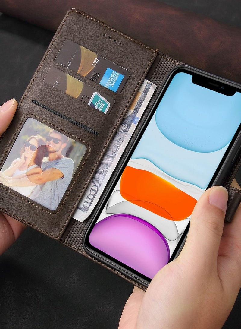 Suteni Flip Cover Leather Protective Hidden Card Slots Phone Case for iPhone - Image 3