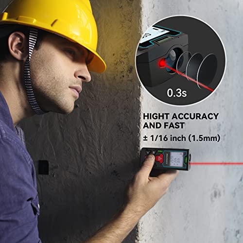 MILESEEY Laser Measure, Mileseey 328Ft laser distance measure with 2 Bubble Levels, M/In/Ft Unit switching Backlit LCD and Pythagorean Mode, Measure Distance, Area and Volume laser measurement tool - Image 4