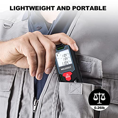MILESEEY Laser Measure, Mileseey 328Ft laser distance measure with 2 Bubble Levels, M/In/Ft Unit switching Backlit LCD and Pythagorean Mode, Measure Distance, Area and Volume laser measurement tool - Image 5