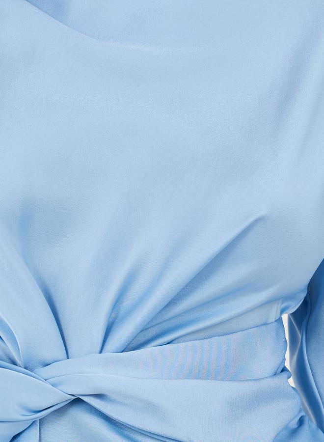 ستايلي فستان ميدي بقصة ضيقة وفتحة أمامية ورباط - Image 3