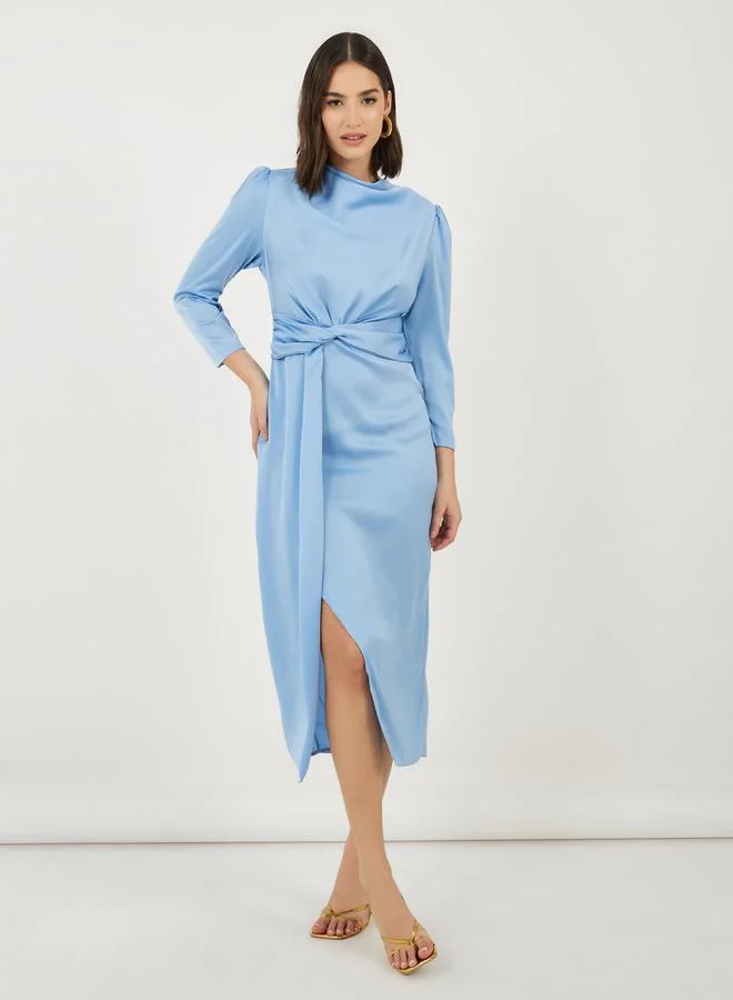 ستايلي Front Slit Detail Tie-Up Detail Sheath Midi Dress