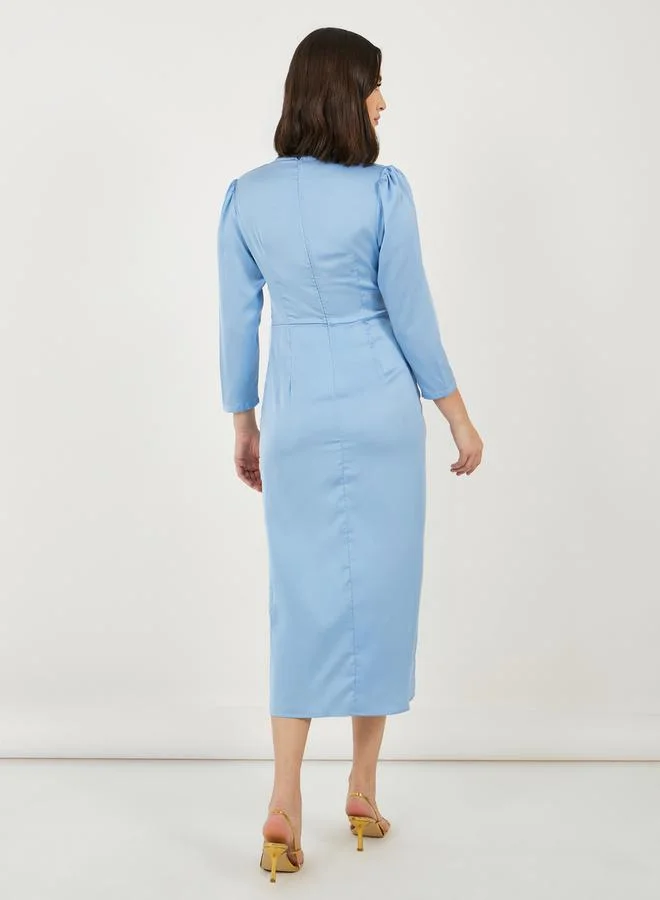 ستايلي Front Slit Detail Tie-Up Detail Sheath Midi Dress