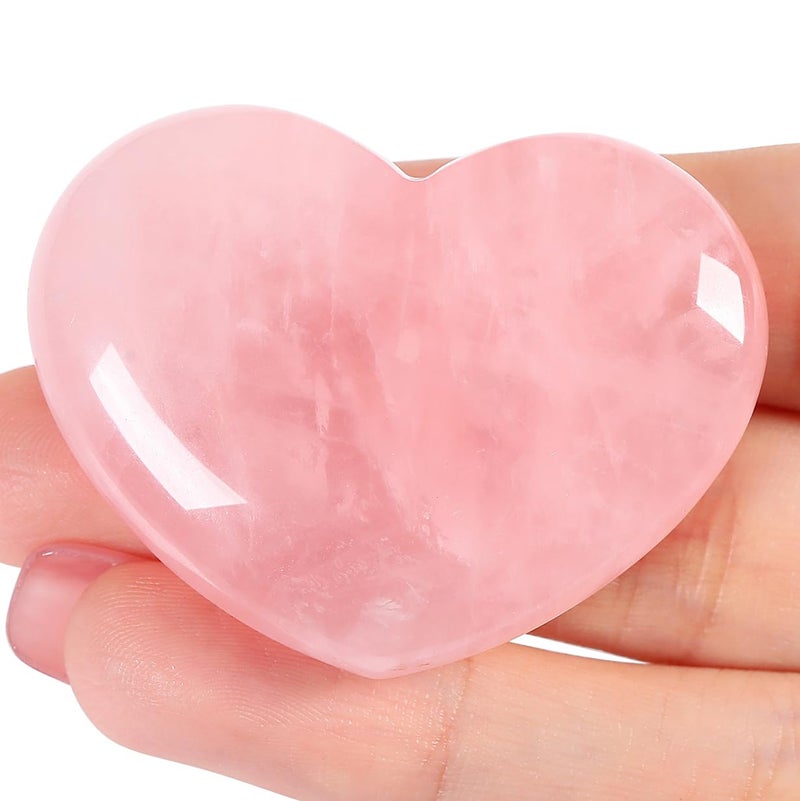 MAIBAOTA 45 mm Rose Quartz Crystals Valentine's Day Crystals Gifts for Her Women Large Heart Stone Healing Natural Reiki Gemstone Polished Heart Shaped Rocks Meditation - Image 1
