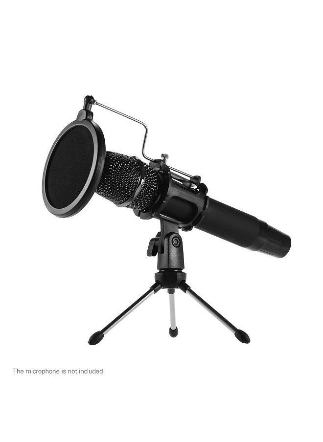 Generic - Mini Desktop Microphone Stand + Shock Mount Mic Holder + Pop Filter Kit for Studio Recording Online Broadcasting Chatting Singing Meeting - Image 1