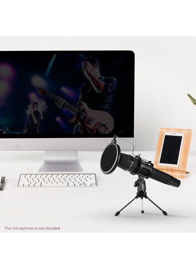 Generic - Mini Desktop Microphone Stand + Shock Mount Mic Holder + Pop Filter Kit for Studio Recording Online Broadcasting Chatting Singing Meeting - Image 1