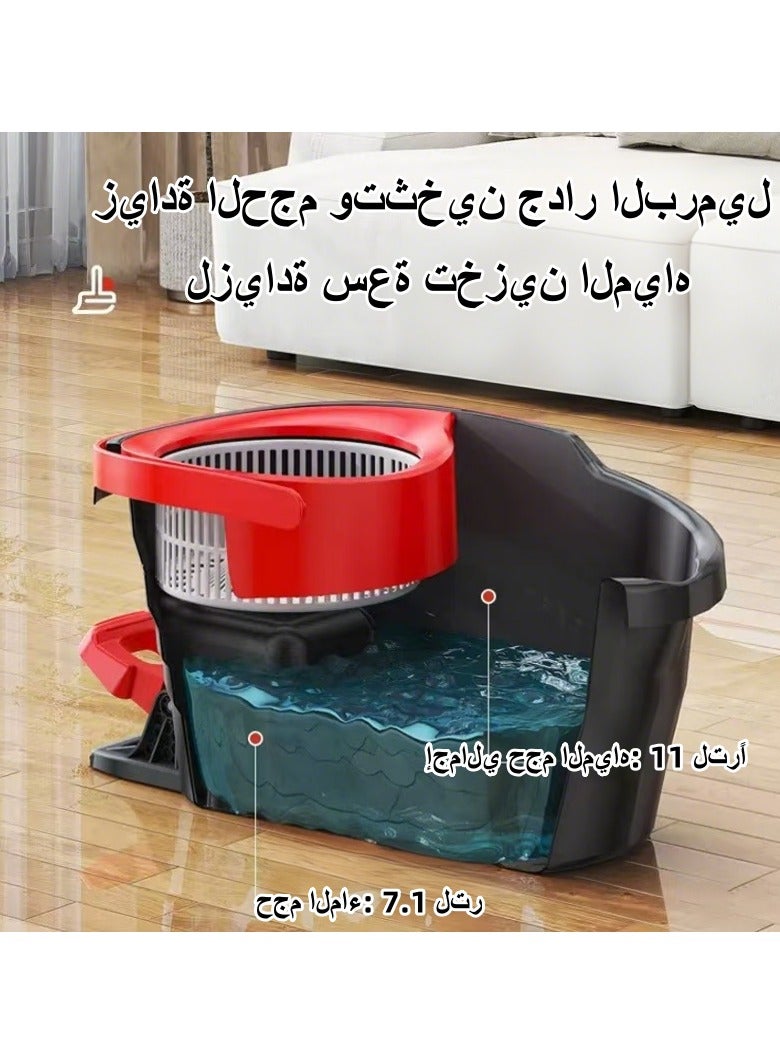 حصريا دلو ممسحة دوار منزلي بدواسة ممسحة تنظيف بممسحة واحدة مجموعة ممسحة تنظيف دوارة بدواسة - Image 3