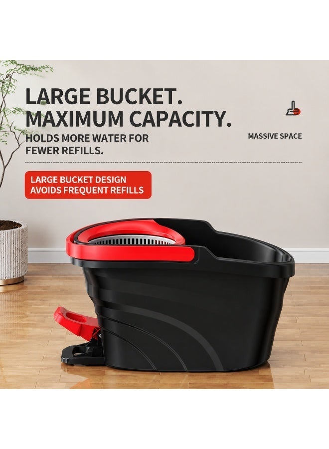 EXCLIFE Portable foot-operated mop bucket set for home use; hands-free cleaning and rotating mop cloth. - Image 5