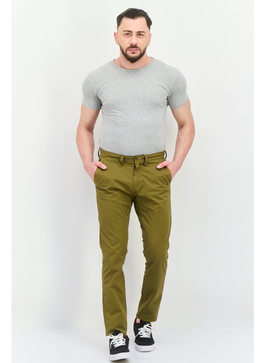 GANT Men Slim Fit Solid Chino Pants, Olive  - Image 4