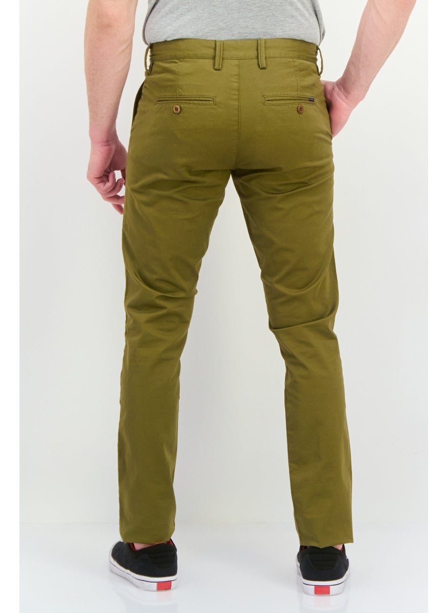 GANT Men Slim Fit Solid Chino Pants, Olive  - Image 3