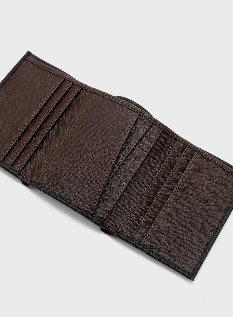 Robert Wood Safiano Texture Two Tone Tri-Fold Wallet