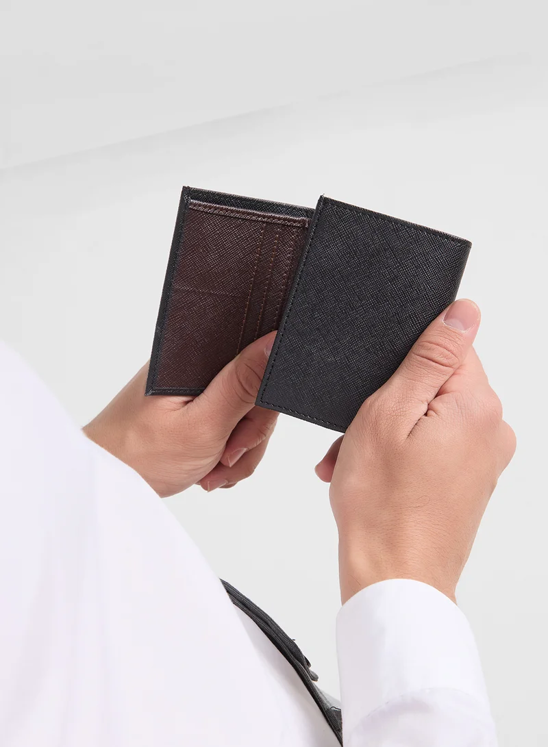 Robert Wood Safiano Texture Two Tone Tri-Fold Wallet