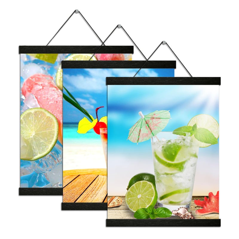 YK Artwood 3 Pack Magnetic Poster Hanger Frame 20 Inch Black20x24 20x30 20x28 Poster Frame Wood Magnet Frames Hangers for Photos Pictures Prints Maps Scrolls Canvas Artwork Diamond Art Painting