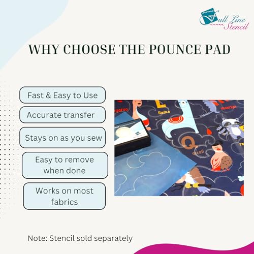 Full Line Stencil - Quilt Pounce Pad with Chalk Powder, Refillable, for Quilt Stencil Design Transfer and Fabric Marking - 2 oz Barley Blue Chalk (QPBB) - Image 4