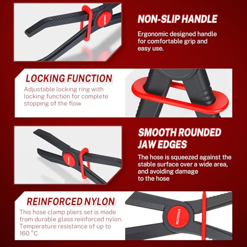 BILITOOLS Hose Pinch Off Pliers Clamp Pliers Plastic Straight for Flexible Fuel Line Radiator Coolant Brake Line Hoses Clamp etc - Image 4