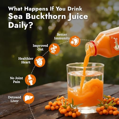 NutriOrg Pure Sea Buckthorn Juice 500 ml with 50gm honey | 100% Himalayan Berry Pulp | Omega 3,6,7,9 & Vitamin C | Best for Immunity & Antioxidant Rich | No Added Sugar & Colour - Image 3