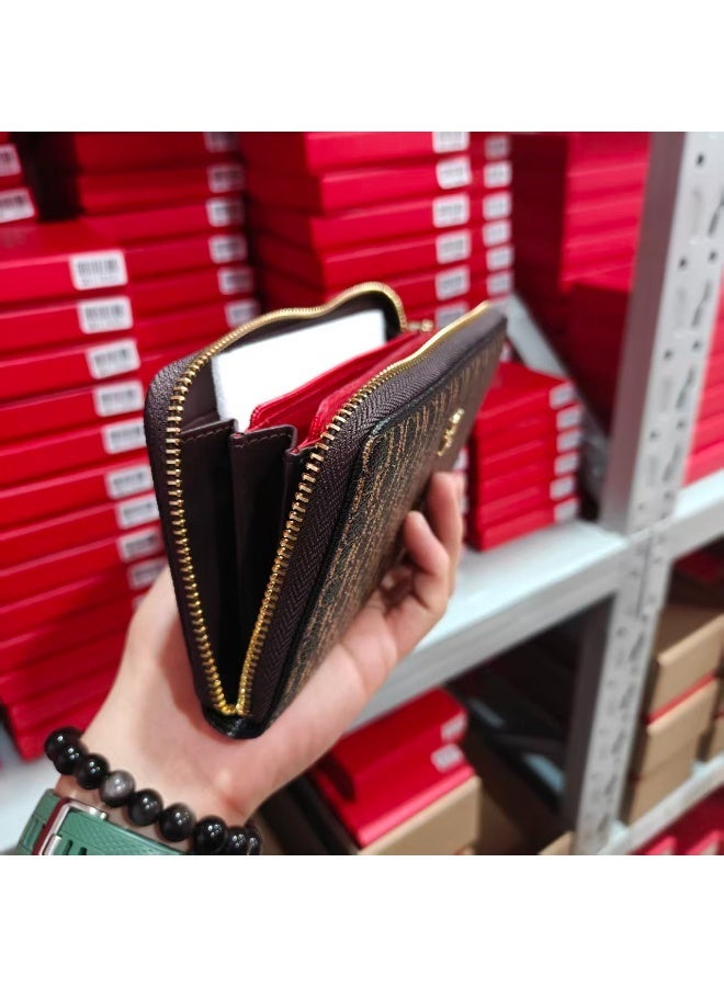 CAROLINA HERRERA Long Coffee Wallet with Zip Closure CH Embossed Business Style Unisex for Cash Cards Gift Box Ideal for Gifting & Personal Use Versatile - Image 5