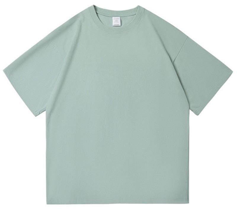 300G Pure Cotton T-Shirt For Men And Women, Heavyweight, Thick, Opaque, Loose, American Style, Off-Shoulder, Large Size, Pure Color Half-Sleeved Top - Image 1