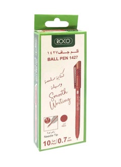 روكو قلم حبر جاف دوار أحمر 1427 رأس القلم 0.7مم مكون من 10 أقلام  - Image 1