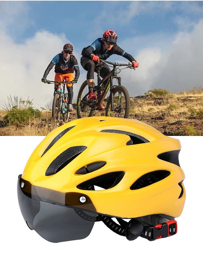 DUNISO Adult bicycle helmet with detachable magnetic goggles, road and mountain riding protective helmet, adjustable size,unisex，yellow  - Image 1