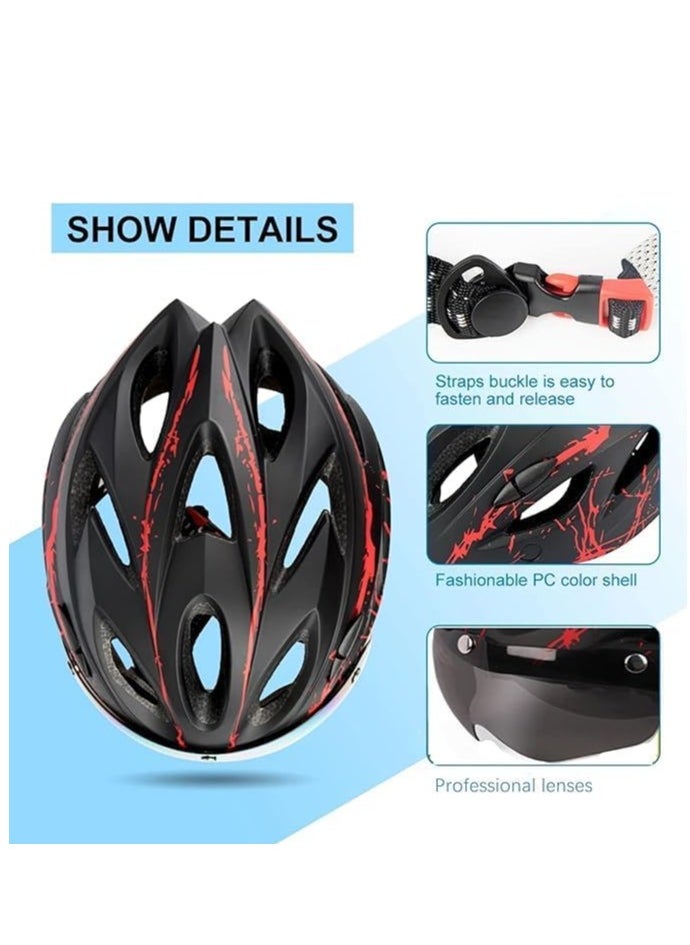 DUNISO Adult bicycle helmet with detachable magnetic goggles, road and mountain riding protective helmet, adjustable size,unisex，yellow  - Image 4