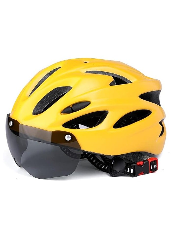 DUNISO Adult bicycle helmet with detachable magnetic goggles, road and mountain riding protective helmet, adjustable size,unisex，yellow  - Image 3