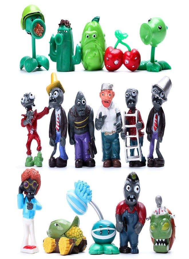 Maikerry 16Pcs Plants vs Zombies Figures PVZ Figurines Cupcake Figures Decorative Toys - Image 1