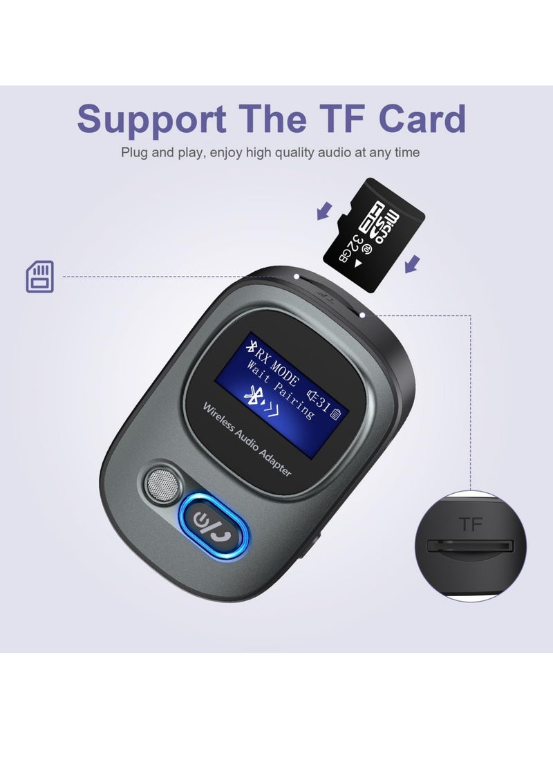 Generic - Bluetooth 5.3 Audio Adapter with LED Display, 3.5mm Aux, TF Card Support, Hands-Free Calling, Volume Control for Car & Home Theater - Image 1