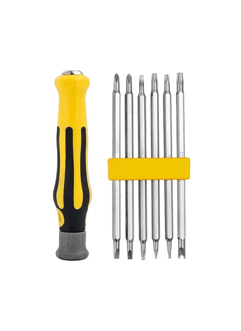 Rhymestore RYM Multi Torx Hex Bit Purpose Professional 6 in 1 Screwdriver Toolkit with S2 Steel Bits 2 sides Total 12 types Repair Tool Kit for LaptopSmartphonePhoneCamera and Other Etc  - Image 1
