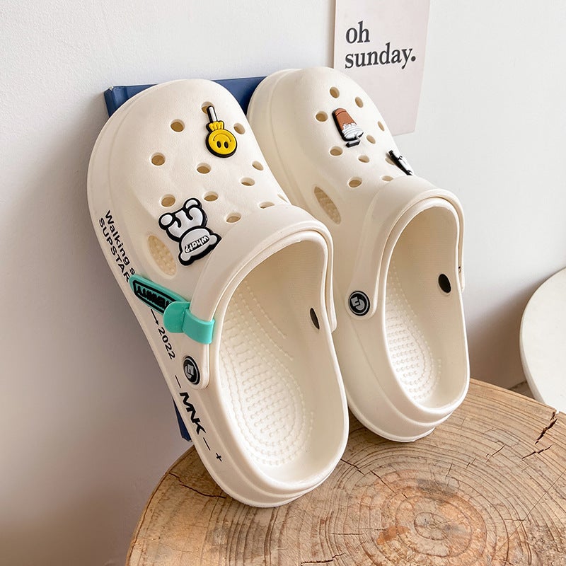 Eva Hole Shoes Women'S Milk Tea Bear Sandals Men'S Fashionable All-Match Lightweight Comfortable Waterproof Non-Slip Deodorant Lovers - Image 2