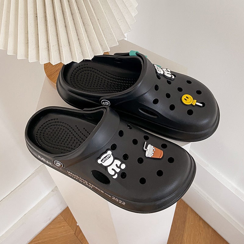 Eva Hole Shoes Women'S Milk Tea Bear Sandals Men'S Fashionable All-Match Lightweight Comfortable Waterproof Non-Slip Deodorant Lovers - Image 1