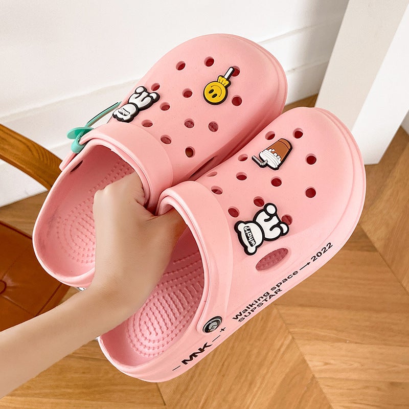 Eva Hole Shoes Women'S Milk Tea Bear Sandals Men'S Fashionable All-Match Lightweight Comfortable Waterproof Non-Slip Deodorant Lovers - Image 3