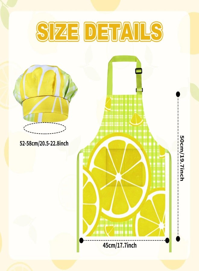 DASHUAIGE 2 Pack Lemon Theme Kids Apron Set with 50 Stickers, Adjustable Lemonade Stand Apron for Baking Painting Party - Image 2