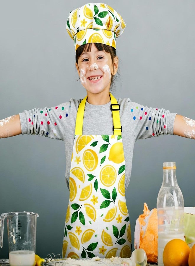 DASHUAIGE 2 Pack Lemon Theme Kids Apron Set with 50 Stickers, Adjustable Lemonade Stand Apron for Baking Painting Party - Image 5