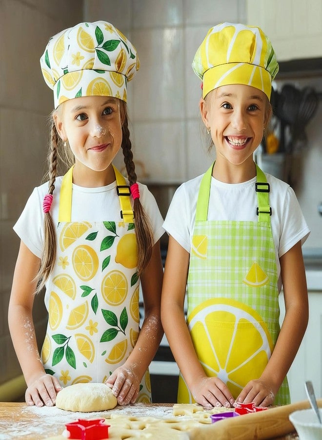 DASHUAIGE 2 Pack Lemon Theme Kids Apron Set with 50 Stickers, Adjustable Lemonade Stand Apron for Baking Painting Party - Image 4