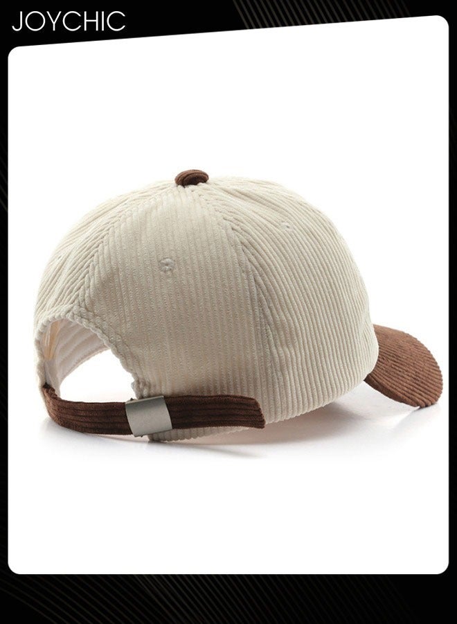 Joychic Women Men Autumn Winter Warm Baseball Cap Letter Embroidered Splicing Peaked cap Korean Version Versatile Casual Adjustable Hat Coffee+Beige - Image 3