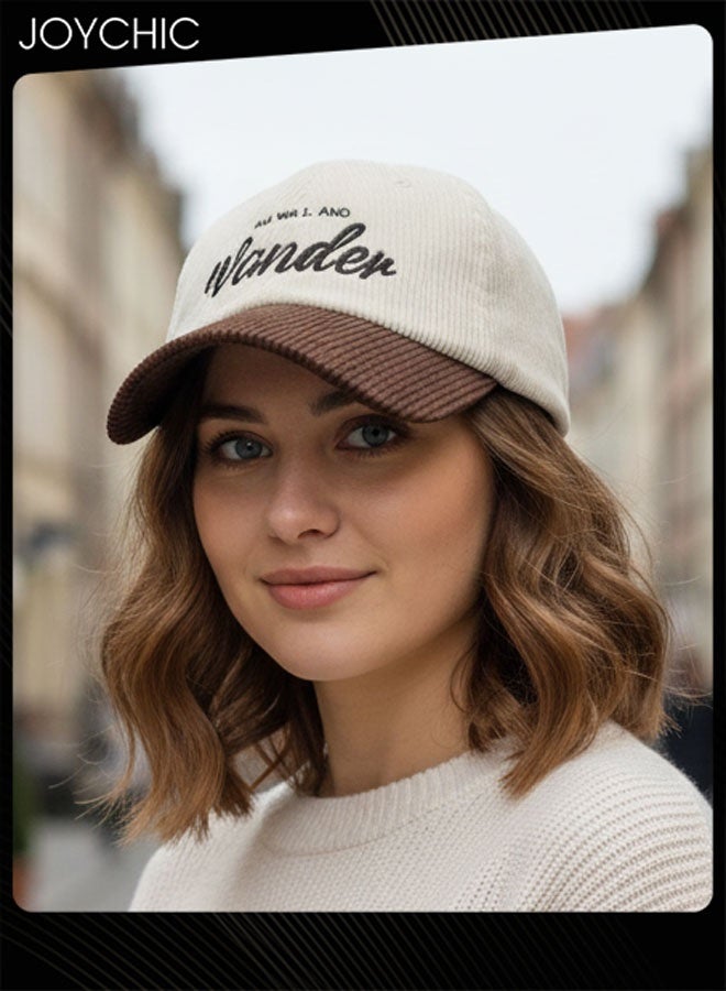 Joychic Women Men Autumn Winter Warm Baseball Cap Letter Embroidered Splicing Peaked cap Korean Version Versatile Casual Adjustable Hat Coffee+Beige - Image 1