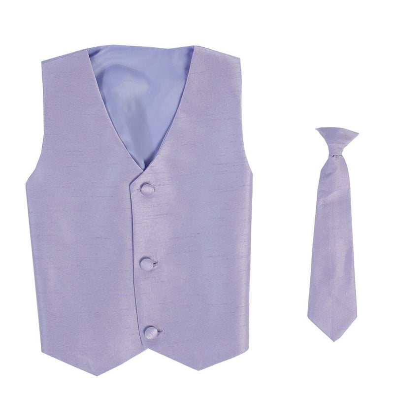 Lito Vest and Clip On Boy Necktie set - LILAC - 12/14 - Image 1