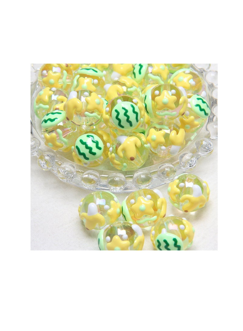 Taiahiro 18mmNew heavy oil hand-painted beaded beads, diy beaded jewelry accessories, DIY mobile phone chains, car hanging bag chains, hair rope beaded accessories(1piece/bag)  - Image 1