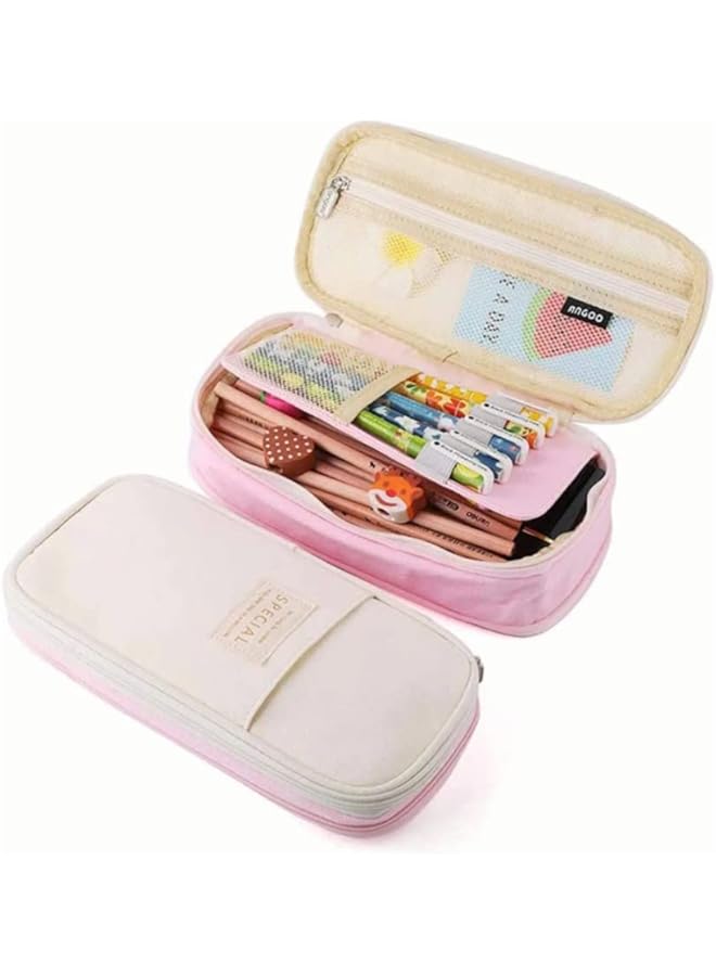erorex Guteck Pen Pencil Organizer For School Office Work Beige Pink - Image 1