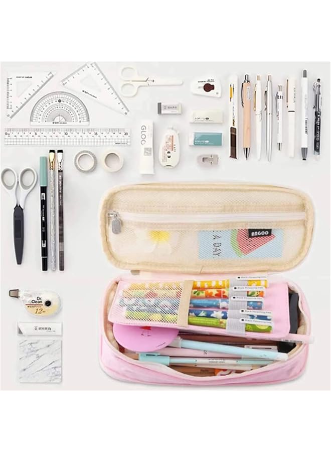 erorex Guteck Pen Pencil Organizer For School Office Work Beige Pink - Image 3