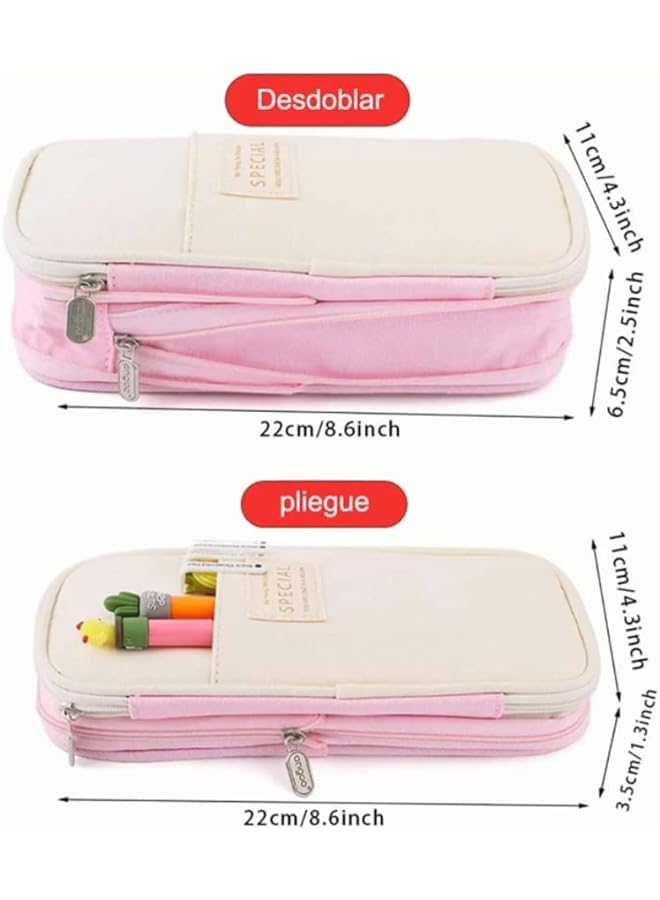 erorex Guteck Pen Pencil Organizer For School Office Work Beige Pink - Image 2