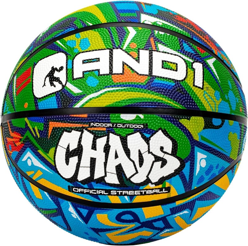 AND1 Chaos Rubber Basketball Official Regulation Size 7 295 inches Rubber Basketball Deep Channel Construction Streetball Made for Indoor Outdoor - Image 2
