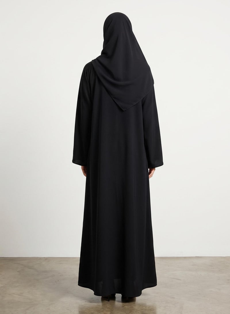 NUKHBAA Luxe Beaded Floral Bodice Abaya | Nida Fabtic-948 - Image 4