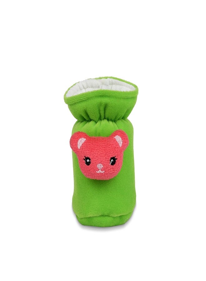 Happy Days Baby Feeding Bottle Cover with Stretchable Elastic Neck and Easy to Hold Strap/Hosiery Fabric/Pink Green Red/Soft Cartoon Character Attached (Small /60 ml) - Pack of 3 - Image 3