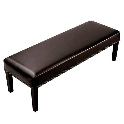 Fuloon Fuloon Stretch PU Leather Dining Bench Cover  AntiDust Waterproof Bench Slipcover Seat Cushion Protector for Bedroom Kitchen Hotel Banquet PU Brown 