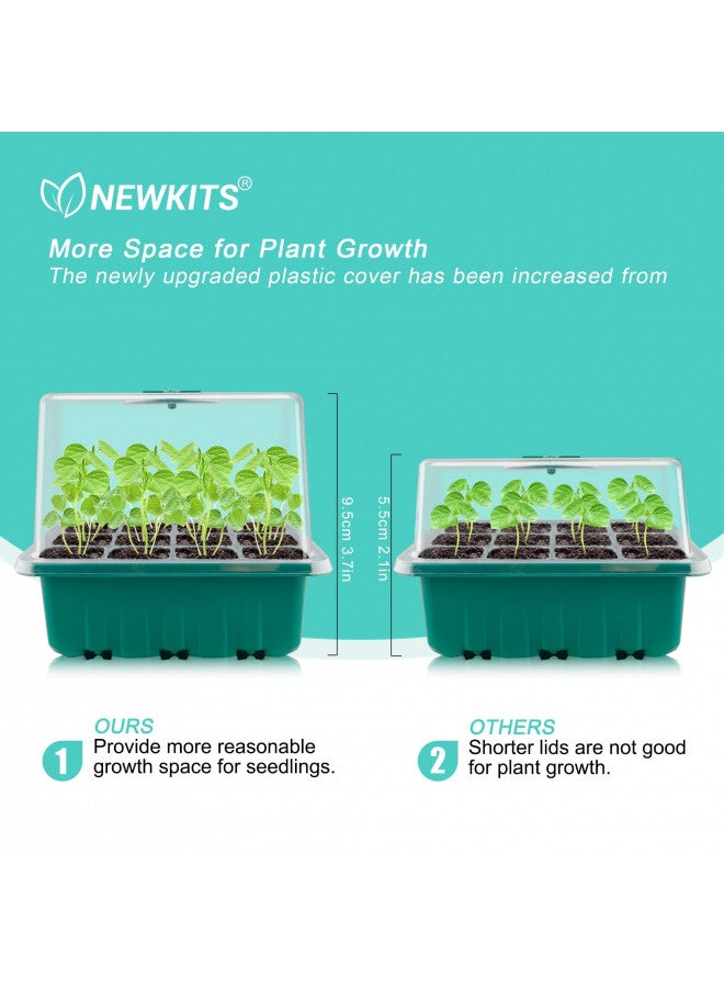 NEWKITS NEWKITS Seed Starter Tray with Grow Light, Seed Starter Kit, Plant Germination Starting Trays with Humidity Dome and Base for Greenhouse Grow Wheatgrass Hydroponic(12 Cells per Tray)(with Grow Lights)  - Image 1